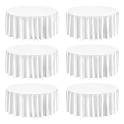 Round Tablecloths, 6-Pack 132-Inch White Polyester