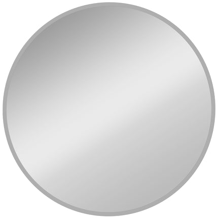 Oglindă rotundă de perete, design modern, 61 cm, argintie