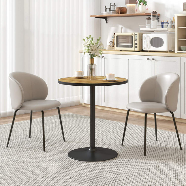Masa rotunda, aspect stejar, design compact, pentru 2-4 persoane, stejar