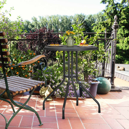 Masa rotunda de gradina cu aspect ratan