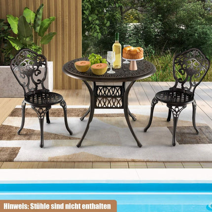 Masa rotunda pentru terasa masa bistro din aluminiu turnat cu gaura pentru umbrela Ø90 x 74 cm maro