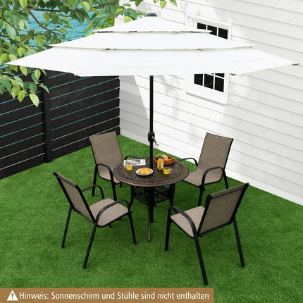 Masa rotunda pentru terasa masa bistro din aluminiu turnat cu gaura pentru umbrela Ø90 x 74 cm maro