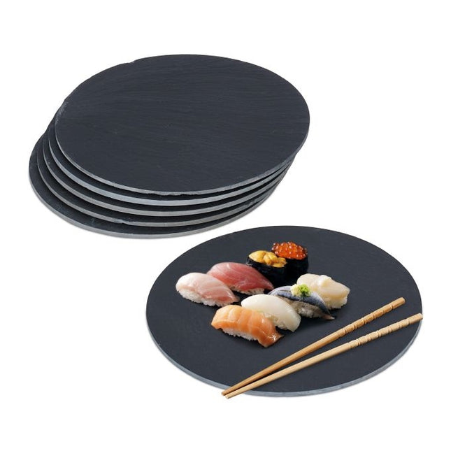 Set de 6 farfurii rotunde din ardezie