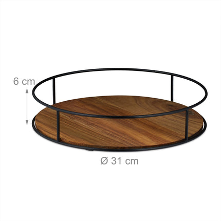 Round tray with metal edge