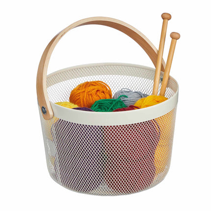 Coș rotund din sârmă cu mâner