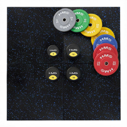 Gresie de cauciuc pentru sală de sport 1x1 m, 15 mm, negru-albastru