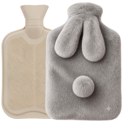Sticla de apă caldă din cauciuc cu husă de pluș, 1,8 l