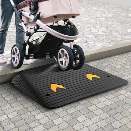 Rubber Threshold Ramp, 4 Inch Rise, 15 Ton Load Capacity