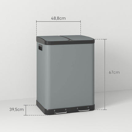Double 30L pedal container - metal, inner container, lid