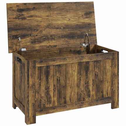 Ladă de depozitare rustică din MDF maro cu balamale de siguranță