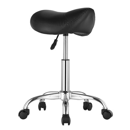 Saddle Stool With Wheels, 450 Lb, Height Adjustable, Black