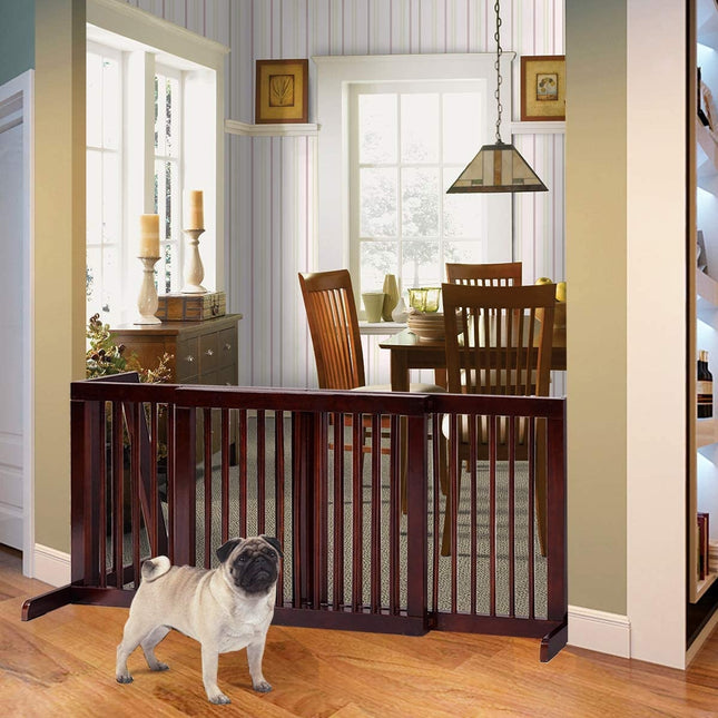 Safety Gate Freestanding 3 Panel Pet Fence 203 x 56 x 10 cm