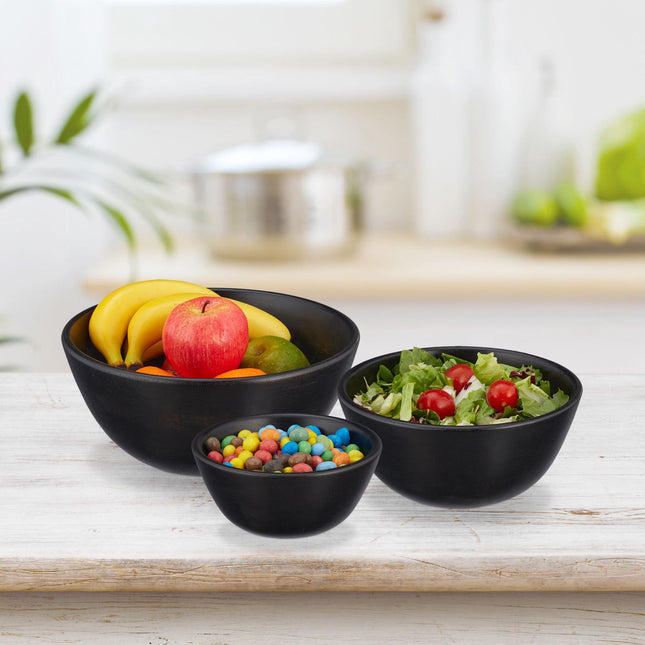 Set de 3 boluri de salata negre