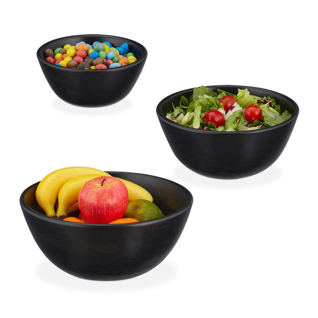 Set de 3 boluri de salata negre