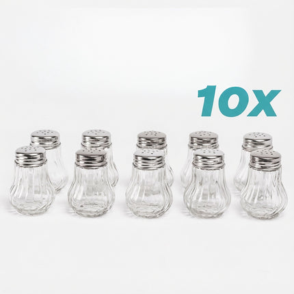 Set solniță și piperniță, sticlă cu nervuri, 10 piese