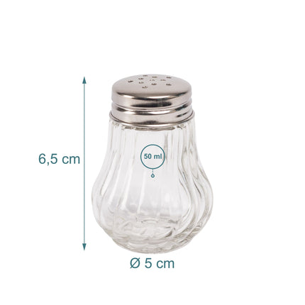 Set solniță și piperniță, sticlă cu nervuri, 10 piese