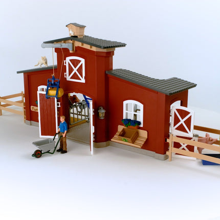 Schleich Farm World Set de joacă Hambar roșu cu animale