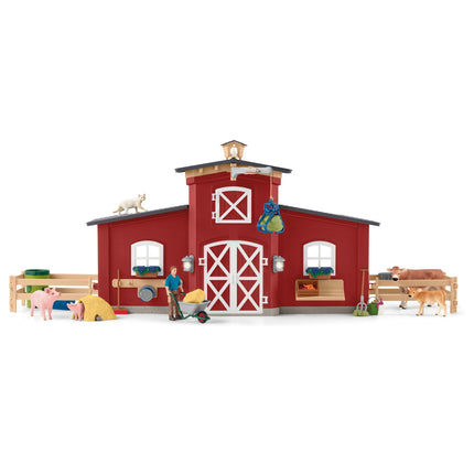 Schleich Farm World Set de joacă Hambar roșu cu animale