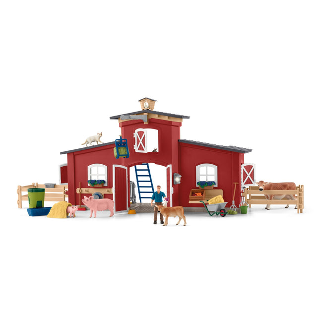 Schleich Farm World Set de joacă Hambar roșu cu animale