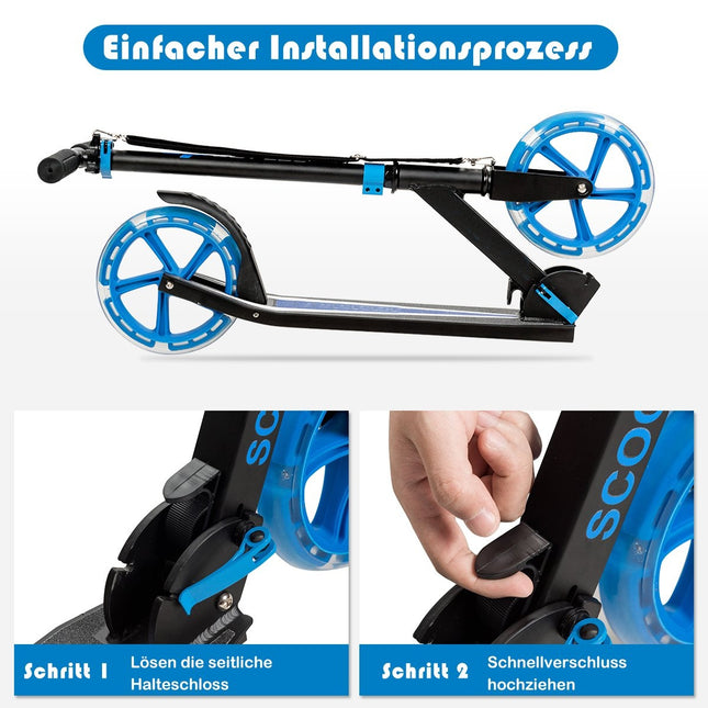 Trotineta trotineta pliabila trotineta reglabila in inaltime 100 kg capacitate de incarcare trotineta cu 2 roti LED albastru