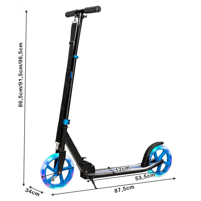 Trotineta trotineta pliabila trotineta reglabila in inaltime 100 kg capacitate de incarcare trotineta cu 2 roti LED albastru