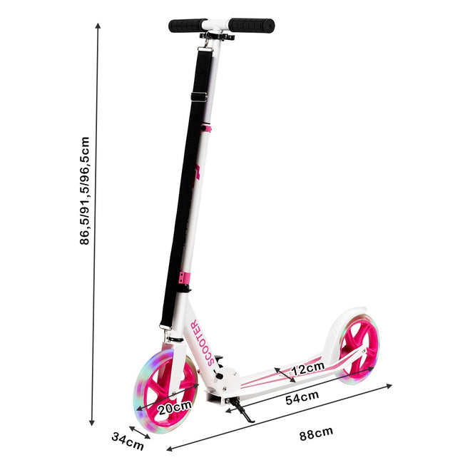 Trotineta trotineta pliabila trotineta reglabila in inaltime 100 kg capacitate de incarcare trotineta cu 2 roti LED roz