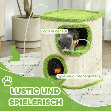 Cat litter box, 52 cm high, Sisal Cave Tower with toys