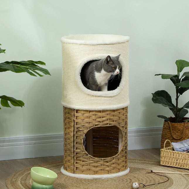 Three-Tier Cat Tree with Sisal Post, Cream White, 80 cm