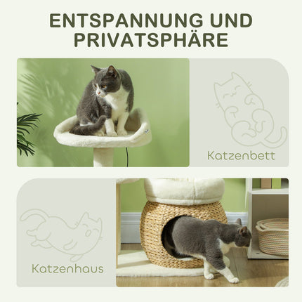 Cat tree with cave and beds, scratching posts, cream, up to 5 kg