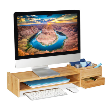 Screen stand and desk storage