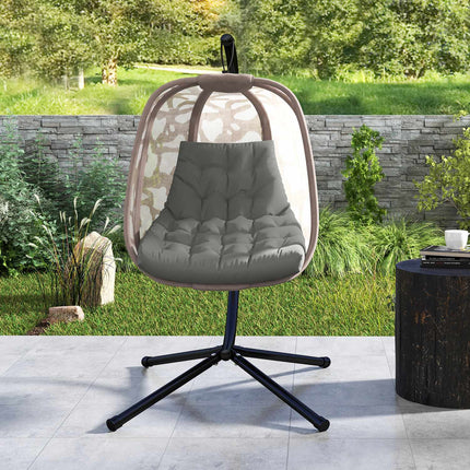 Perna de sezut, perna de scaun 120x100 cm cu spatar, captuseala de 8 cm grosime, perna de scaun hidrofuga pentru balansoare si cosuri suspendate, gri