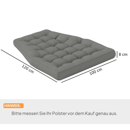 Perna de sezut, perna de scaun 120x100 cm cu spatar, captuseala de 8 cm grosime, perna de scaun hidrofuga pentru balansoare si cosuri suspendate, gri