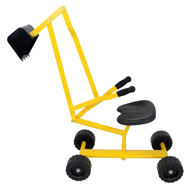 Excavator cu scaun cu lopata, excavator copii din metal, excavator de nisip pentru asezat pentru copii de la 3 ani. Galben
