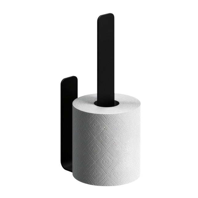 Self-Adhesive Toilet Roll Holder, Matte Black, Holds 2 Rolls