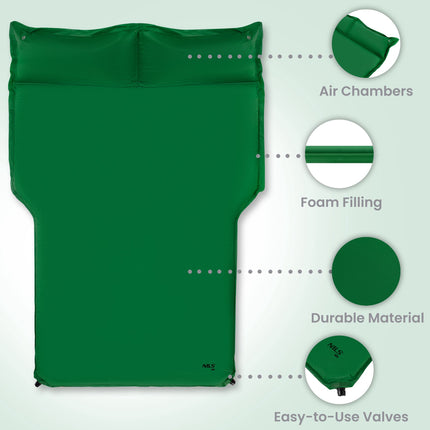 Saltea autogonflabilă pentru camping, verde, 188x132x5 cm