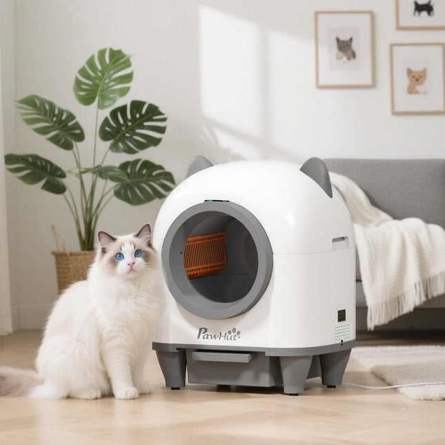 Cutie de așternut pentru pisici cu autocurățare cu control prin aplicație Eliminare mirosuri de 80 L pentru mai multe pisici
