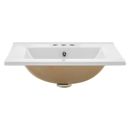 Semi-Recessed Bathroom Sink 510x465mm, White Ceramic, 3-Hole Overflow
