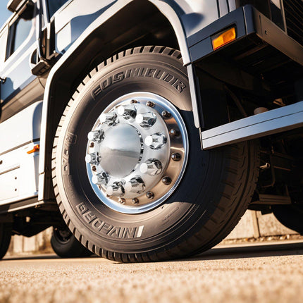 Semi Truck Front Axle Wheel Covers, 10-Hole Rims, ABS, Bright Silver
