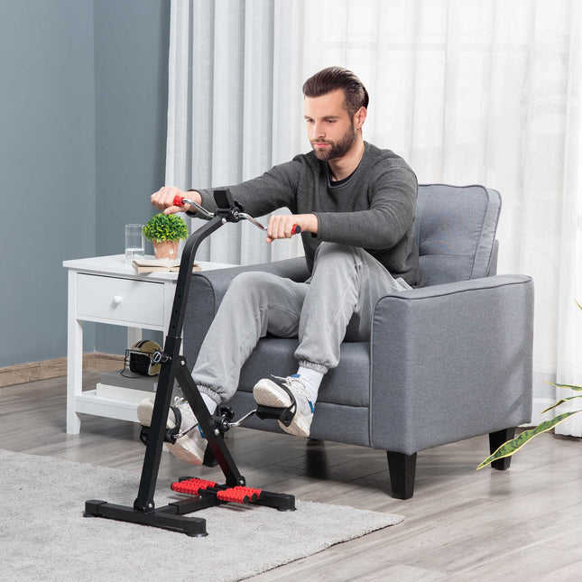 Bicicletă de fitness pentru seniori cu afișaj LCD și role de masaj