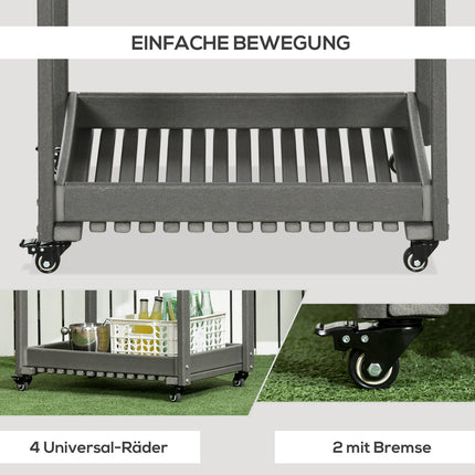 Outdoor barbecue cart with towel rack and 2 shelves, 87x50x80cm