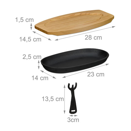 Serving pan with wooden base 2-pack