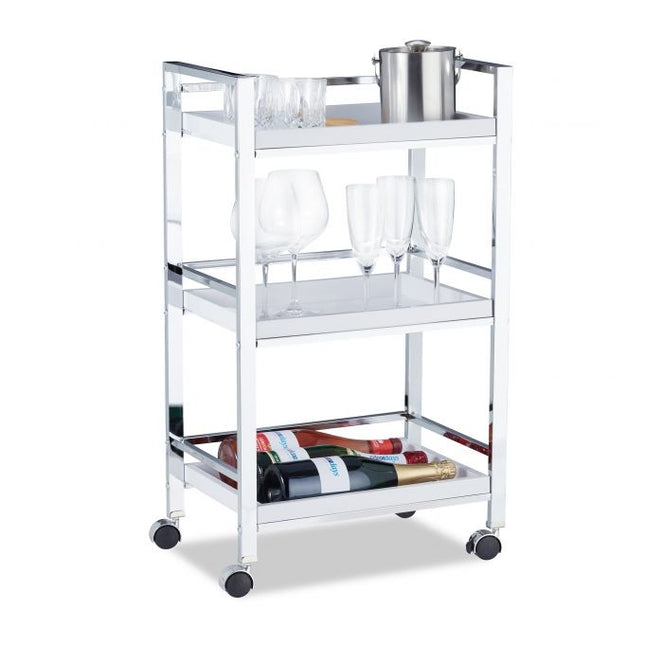 Serving trolley with 3 removable trays