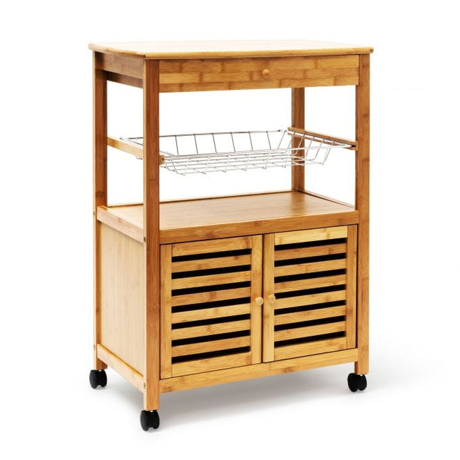 Serving trolley with cabinet compartment