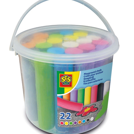 Cretă de joacă Ses Playground Chalks, găleată cu 22 de bucăți