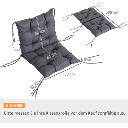 Set 2 perne pentru scaune cu spatar jos, perne de scaun, perne de gradina, gri
