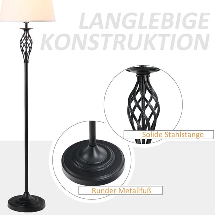 Vintage black & white lamp set - 2 tables, 1 floor lamp