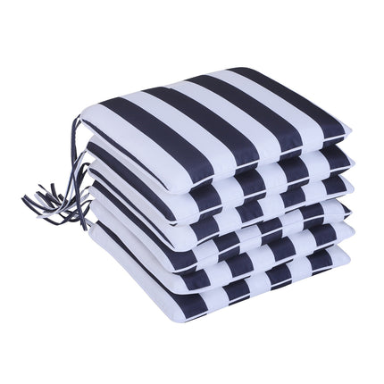 Set 6 Perne Scaun Perne Scaun Perne Podea Poliester + Fibra Bumbac Albastru + Alb 42X42X5 Cm