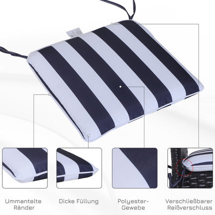 Set 6 Perne Scaun Perne Scaun Perne Podea Poliester + Fibra Bumbac Albastru + Alb 42X42X5 Cm