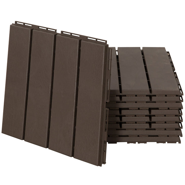 Set 9 Gresie Terasa Balcon Terasa 30 X 30 Cm Gradina Click Tigla Pardoseala Interioare Exterior Plastic Maro