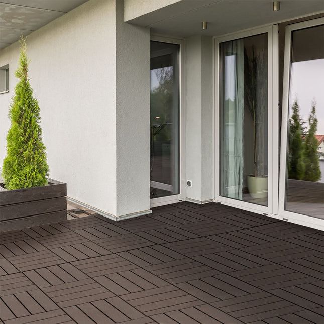 Set 9 Gresie Terasa Balcon Terasa 30 X 30 Cm Gradina Click Tigla Pardoseala Interioare Exterior Plastic Maro